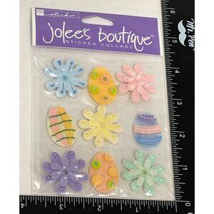 JOLEES BOUTIQUE SP-JB-048 FELT FLOWER & EGG STICKER COLLAGE EMBELLISHMENT EASTER